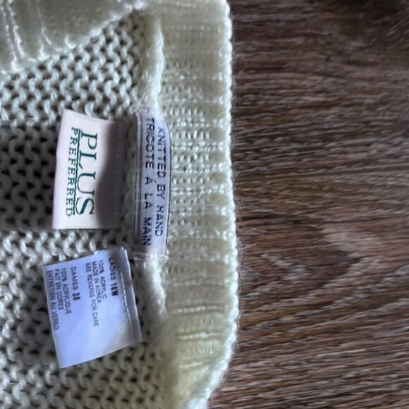 VINTAGE 90s Hand Knit Cardigan Sweater Vest Size 18W - Picture 5 of 7